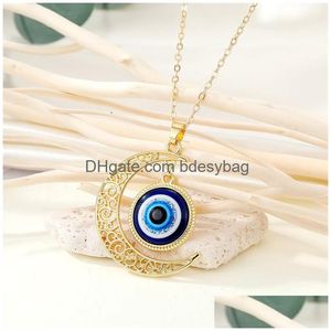 Pendant Necklaces Fashion Turkish Evil Eyes Pendant Necklace For Women Vintage Bohemian Devil Choker Necklaces Girl Party Minimalist J Dhnpm