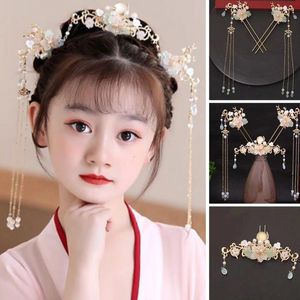 Hårklipp Girl's Hairpin Set With Tassel Headdress Handgjorda Rhinestone Dress Accessories Stylish Elegant Raffined Super Flash H9