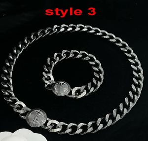 Estilo Neutro Grosso Cadeia Cuba Gun Cor Gargantilha Colares Pulseira 18K Banhado A Ouro Homens Bangle Mulheres Brinco Anéis Conjuntos Hiphop Rock Punk Designer Jóias HMS26 -- 003