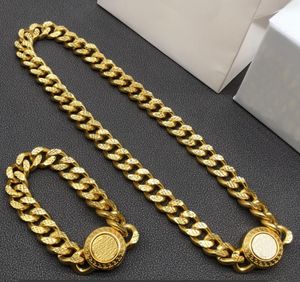 Neutral stil tjock kedja kuba choker halsband armband 18k guldpläterade män armband kvinnor örhängen uppsättningar hiphop rock punk designer smycken xms26 --007