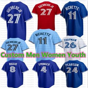 2023 Custom 27 Vladimir Guerrero Jr. Jersey 11 Bo Bichette Alejandro Kirk Alek Manoah 26 Matt Chapman George Springer Drury Hernandez 13 Gurriel Jr. Jerseys