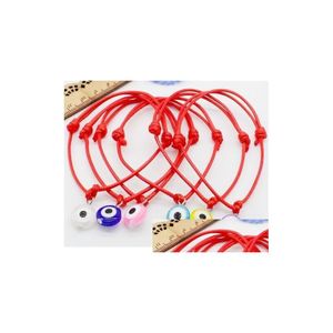 Charm Bracelets 100Pcs/Lot Mixed Lucky Hamsa String Evil Eye Red Wax Cord Adjustable Bracelet Diy Jewelry Drop Delivery Jewel Dhgarden Dhorv