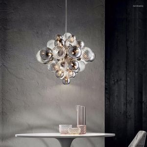 Chandeliers Nordic Luster LED Chandelier El Decoration Ceiling Bubble Bulb Glass Hanging Lamp Exhibition Hall Light Fixture