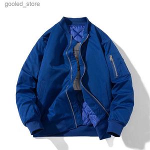 Giacche da uomo Autunno Inverno Giacca da pilota Uomo Donna Giubbotto bomber solido Moda vintage Giacca a vento casual Cappotto con cappuccio Coppia Parka Blu Cachi Q231109