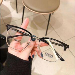 Sunglasses Classic Retro Anti-blue Light Metal Half Frame Glasses Men's Flat Mirror Female Vintage Miding Literary Eyeglasses Goggle