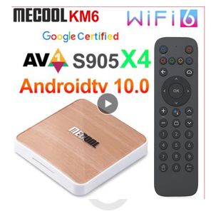 MECOOL KM6 Deluxe Edition Amlogic S905x4 TV Box Android 10 4GB 64GB WIFI 6 Gogle دعم AV1 BT5.0 1000M SET TOP BOX
