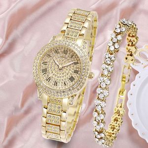Wristwatches Luxury Starry Sky Diamond Women Watch Golden Ladies Wrist Watches Rhinestone Women's Bracelet Female Relogio FemininoWristw