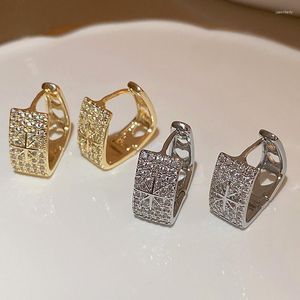 Hoop Earrings Uilz Korea Hollow Micro Pave CZ Stone For Women Cystal Trapezoidal Geometric Earring Daily Wear Jewelry