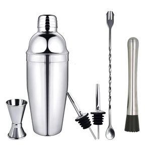 Bar Tools Stainless Steel Cocktail Shaker Set 6 Piece Martini Shaker Drink Shaker Bartender Kit With Measuring Jigger Mixing Spoon 231107