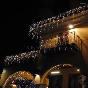Cordas luzes de natal decoração ao ar livre 3.5m droop 0.4-0.6m led cortina icicle string ano festa de casamento guirlanda luz