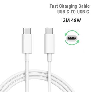 High-quality 2M 6ft QC 3.0 48W Type C to C Quick Fast Charge Cable 144 Core TPE Wire White Data Transfer Cable