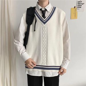 Mäns västar Autumn Fashion Märke Pullover Sweater V Neck Knit Vest Men Diamond Trendy ull ärmlösa Casual Clothing V35