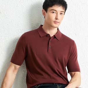 Maglioni da uomo Polo in lana merino di alta qualità Maglieria da uomo a maniche corte Maglione da uomo con colletto rovesciato in maglia