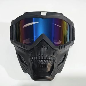 Cycling Caps Masks Motorcycle Face Mask Skull Open Face Helmet Mask Anti-UV Dust Helmets Goggles Vintage Mask Men Balaclava Winter Ski Face Shield 231108