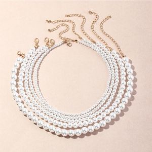 Colares pingentes vintage imitação de pérola gargantilha corrente para mulheres temperamento simples artesanal cordão colar jóias presente