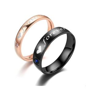 Anéis de banda Love Letter Heart Casal para homens Mulheres prometem noivado Presentes de jóias de moda Drop entrega anel dhgarden dhha1