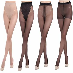 Kvinnors strumpor 2st höga midja elastiska tights sexiga andningsbara siden nylon strumpbyxor damer sommar tårbeständiga smala sömlösa strumpor