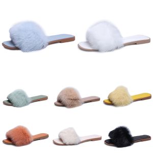 Designer fur household cotton slippers women classics pink yellow black white sandals womens outdoor winter Scuffs