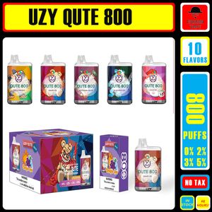 Original Uzy Qute 800 Puffs Disposable E Cigarettes 1.2ohm Mesh Coil 3ml Pod 550 mAh Battery RGB Light Electronic CIGS Puff 800 0% 2% 3% 5% Vape Pen in stock