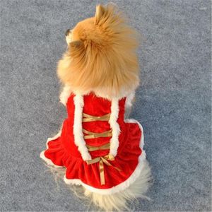 Köpek giyim süper güzel Noel evcil hayvan kıyafetleri yumuşak mercan polar kız kostümü sevimli Yorkshire terrier kıyafetleri