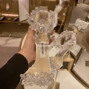 Elbise ayakkabı bayanlar sandaletler yüksek topuk pompalar ayakkabı yaz rhinestone çiçek moda seksi kadın klasik düğün ayakkabıları gelin inci sandalet 231108