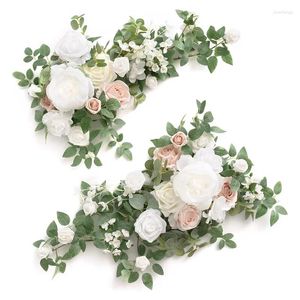 Kwiaty dekoracyjne 2PCS sztuczne kwiatowe łupki centralne elementy Wedding Flower Greenery aranżacje dla stołu samochodowego okna łuku