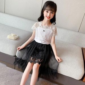 Clothing Sets Children's Suit 2023 Summer Short-sleeved Two-piece Little Girl Western Style Lace Dress Ladies