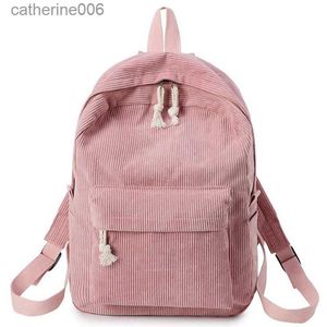 Zaini da donna Zaino in velluto a coste Design Zaini scolastici per ragazze adolescenti Borsa da scuola Zaino a righe Borse da viaggio Borsa a tracolla MochilaL231108