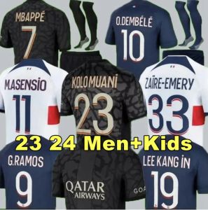 Fußballtrikots SPIELER 10 psgES MBAPPE Fußballtrikot HAKIMI SERGIO RAMOS M.ASENSION 23 24 Maillots Fußballtrikot 2023 2024 Männer Frau Sets Uniform Enfants LEE KANGIN