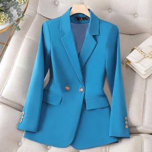 Damenanzüge Blauer Anzugmantel Frauen Herbst Koreanisches Langarmshirt Slim Casual Split Blazer Damen Arbeitsbüro Blazer Jacken
