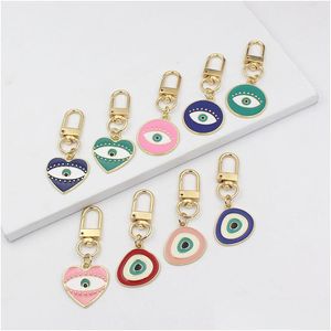 Key Rings Wholesale Evil Eye Key Rings Keychain Mobile Phone Case Charms Airpods Pendant Keyring For Men Gift Women Bag Orna Dhgarden Dhbpt