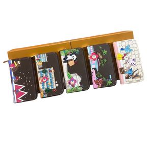 Hochwertige Luxus-Designer-Mini-Geldbörse mit Kartenhalter, echtes Leder, modisch, für Damen, Vivienne, Feiertage, Kinder-Geldbörsen, Kreditkarten, Münzen, Cartoon-Blumen-Charm, Mini-Tasche