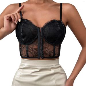 Camisoles tankar sexiga spetsar braltett tubs tops bandeau front spänne justerbar lady bra skörd flicka underkläder kamisol