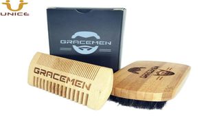 MOQ 100 Sets OEM Customize Logotipo EcoFry Bamboo Facial Hair Barba Kits de aseo de barba con caja personalizada para el hombre Pincel dual 6882571