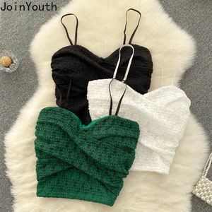 Camisoles Tanks Joinouth Y2K Crop Top Sexy Women's Strap Tuned Fashion Tank Women's Clothing Korea Club TシャツUltra Thin Backless Tank Top 230408