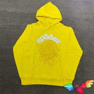 Men's Hoodies Fashion Sp5der 555555 Sweatshirts designer 2023Fw yellow hoodie men women white Puff print young bandit spider Web graphic sweaters