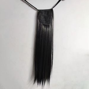 Manufacturer's direct sales of black women's best straight ponytail natural lace up synthetic hair