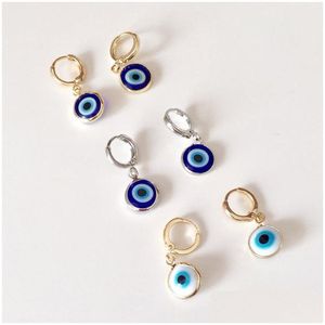 Stud Evil Eye Vintage Lucky Turco Orecchino per uomo Donna Arcobaleno Smalto Cristallo Rotondo Festa Matrimonio Coppia Gioielli Accessore Dhgarden Dhhg0