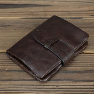 Wallets Handmade Real Leather Men Coin Wallet Short Retro Cow Card Holder Money Bags Pocket Man Purse