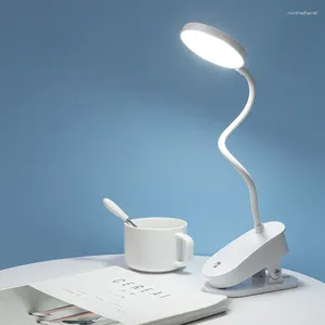 Table Lamps Lamp USB Rechargeable Desk With Clip Bed Reading Book Night Light LED Touch 3 Modes Dimming Eye Protection