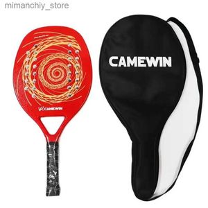 Tennisracketar 2021 Ny Professional Carbon Beach Tennis Racket Padd Soft Eva Friction Face Raqueta med väska Red Adult Vuxen Sporting Goods Padel Q231109