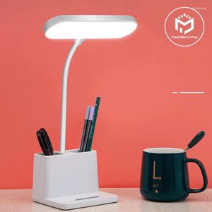 Lampade da tavolo Lampada da scrivania a LED ricaricabile USB Luce di protezione per gli occhi Camera da letto per l'apprendimento dei bambini Leggi il libro Notte di lettura sul comodino