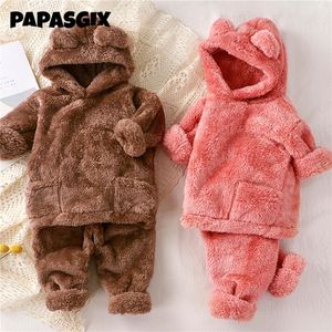 Pajamas Kids Coral Velvet Autumn Winter Plush Pajamas مجموعات الملابس الصوفية السميكة والمنزل مجموعة الأطفال اللطيف الأطفال الفتيات 231108