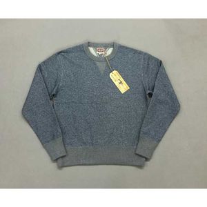 Herrtröjor tröjor dong vintage kringla/indigo växtfärgning tungvikt tyg 40-50 'dubbel v crewneck sweatshirt ameka