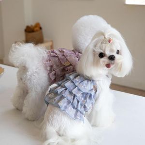 Abbigliamento per cani Abbigliamento per animali primaverili ed estivi Abito sottoveste stampato Gonna torta in chiffon Abbigliamento per gatti Teddy Chihuahua