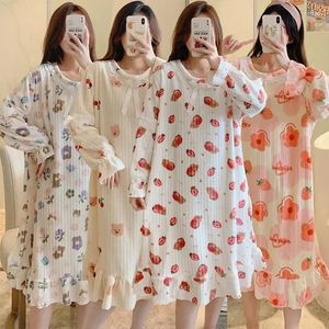 Mulheres sleepwear flanela quente veludo nightdress 5xl coral mulheres para inverno longo nightgowns grosso vestido tamanho noite manga bonito mais 2023