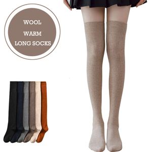 Winter Warm Quality Wool Thick Terry Stockings Women Casual Thigh Over Knee High JK Girls Long Cashmere Socks