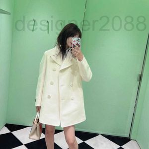 Women's Wool Blends Designer 2023 Autumn/Winter New Double Sided Cashmere Cream White Mid Length Woolen Coat T6UY