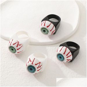 Anillos de banda Anillo para mujeres Ins Gótico Punk Evil Eye Resina Acrílico Hombres Halloween Divertido Lucky Anillos de dedo Joyería Drop Entrega Dhgarden Dhnlo