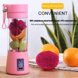 Juicers Portable Electric Juicer Mini Fruit Juice Mixer USB Rechargeable Handheld Smoothie Blender Stainless Steel Blade R230819